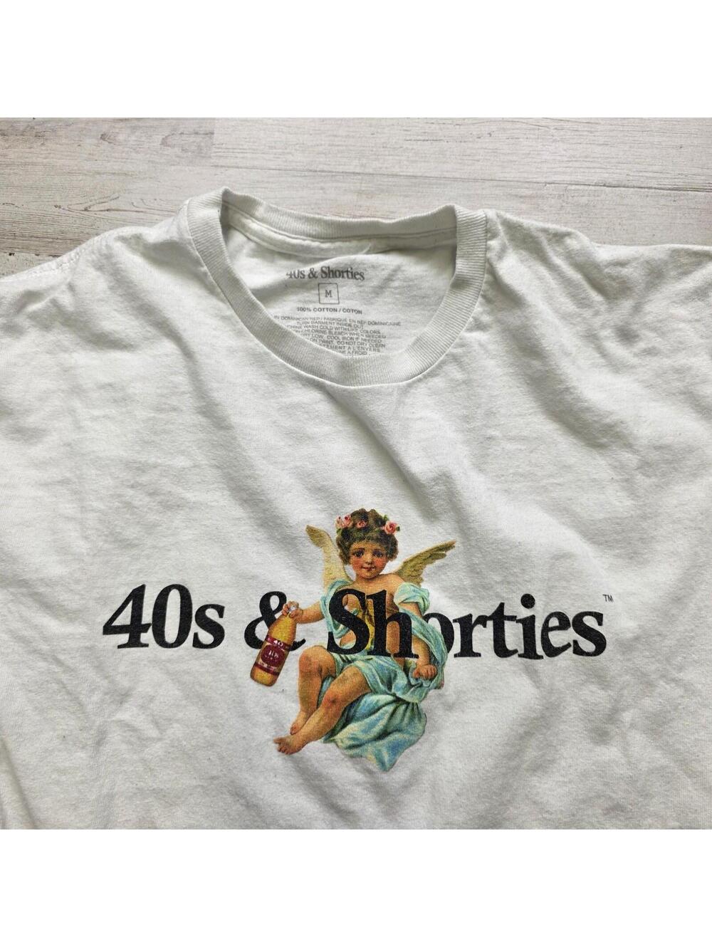 Tillys Men’s 40s & Shorties White Cherub T-Shirt Tee Size M Graphic Tee